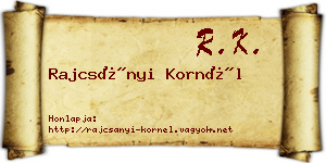 Rajcsányi Kornél névjegykártya