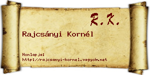 Rajcsányi Kornél névjegykártya